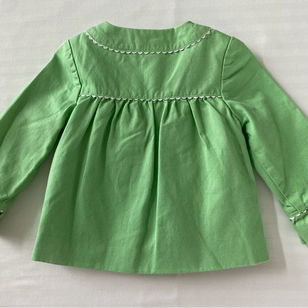 Janie Jack Jacket Size 6 12 Months Green Spring Coat Easter Lined Girls Pockets
